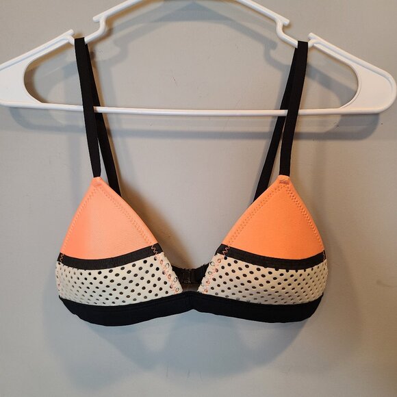 Triangl Bikini Top Womens Extra Small Orange White Mesh Swimsuit - Picture 1 of 7